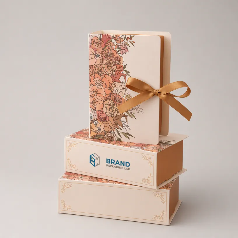 Custom Book-Shaped Gift Box with Ribbon